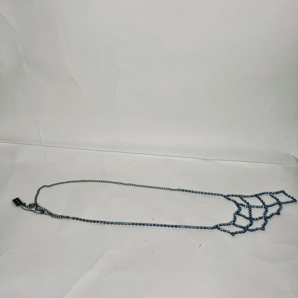 Belt by Fifth Avenue Collection Swarovski Crystal Blue Chain Rhinestone Y2K Glam - Picture 14 of 15